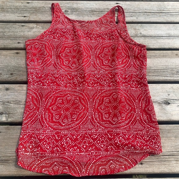 💛 Old Navy Red & White Patterned Tank Top - Size L/G - Picture 4 of 5